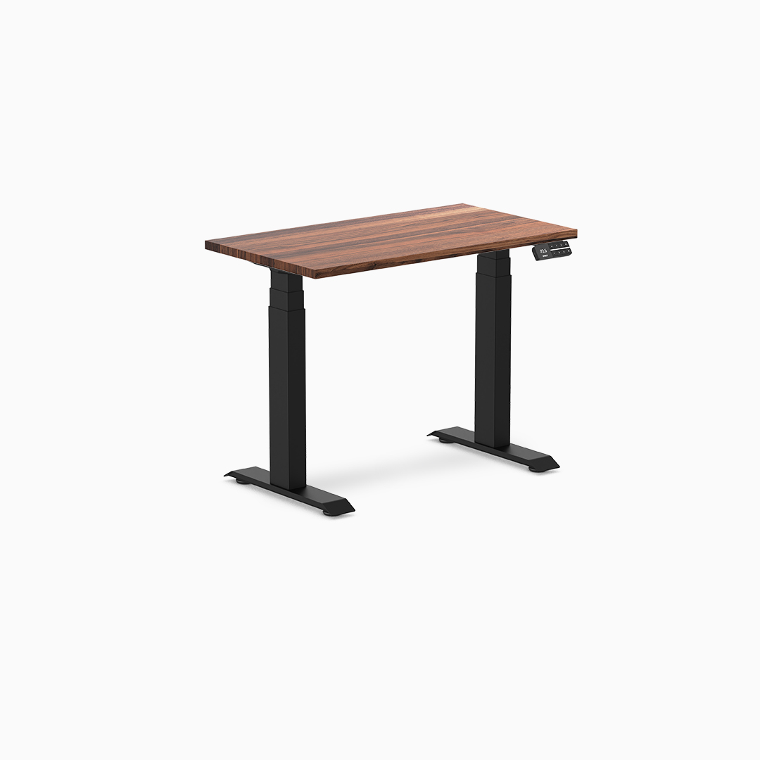 mini standing desk, small sit stand desk, hardwood standing desk, compact desk, height adjustable