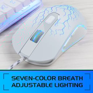 Gaming mouse with 7 colors breathing backlit