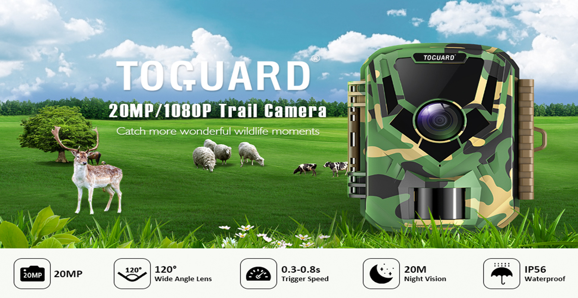 Details about   TOGUARD 20MP Hunting Trail Camera 1080P Trap Cam Night Vision Outdoor Wildlife 
