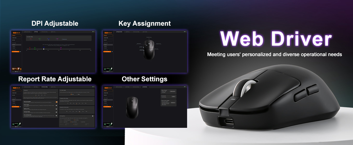 Wireless Gaming Mouse, 18000 DPI, High-Precision PAW3395 SE Sensor,55g Lightweight, Tri-Mode 2.4G/BT