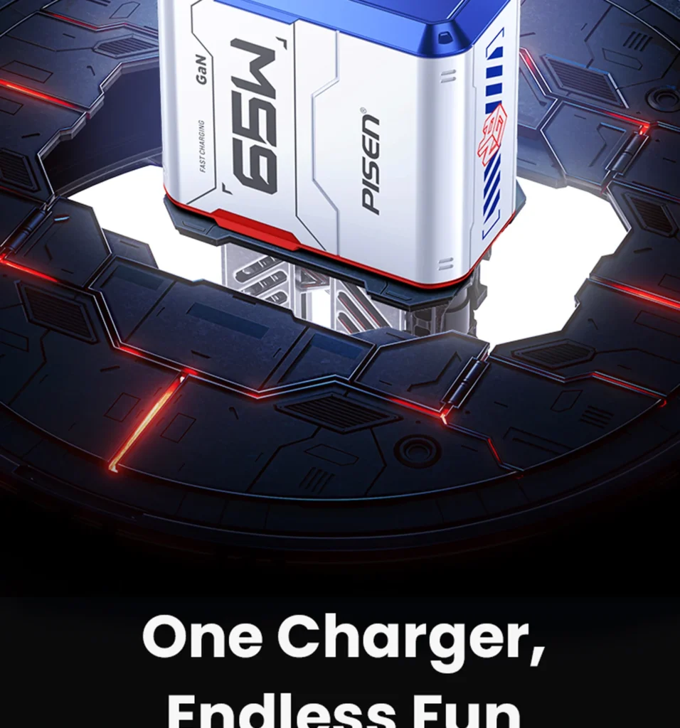 PISEN Gamer Utility 65W 4-Port GaNHub Fast Charger