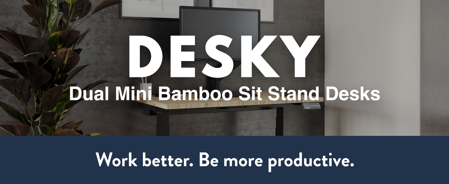 mini standing desk, small sit stand desk, bamboo standing desk, compact desk, height adjustable desk