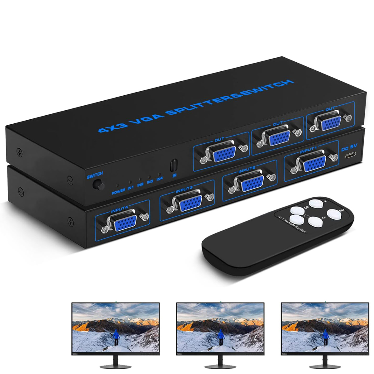 VGA Splitter 4 in 3 Out