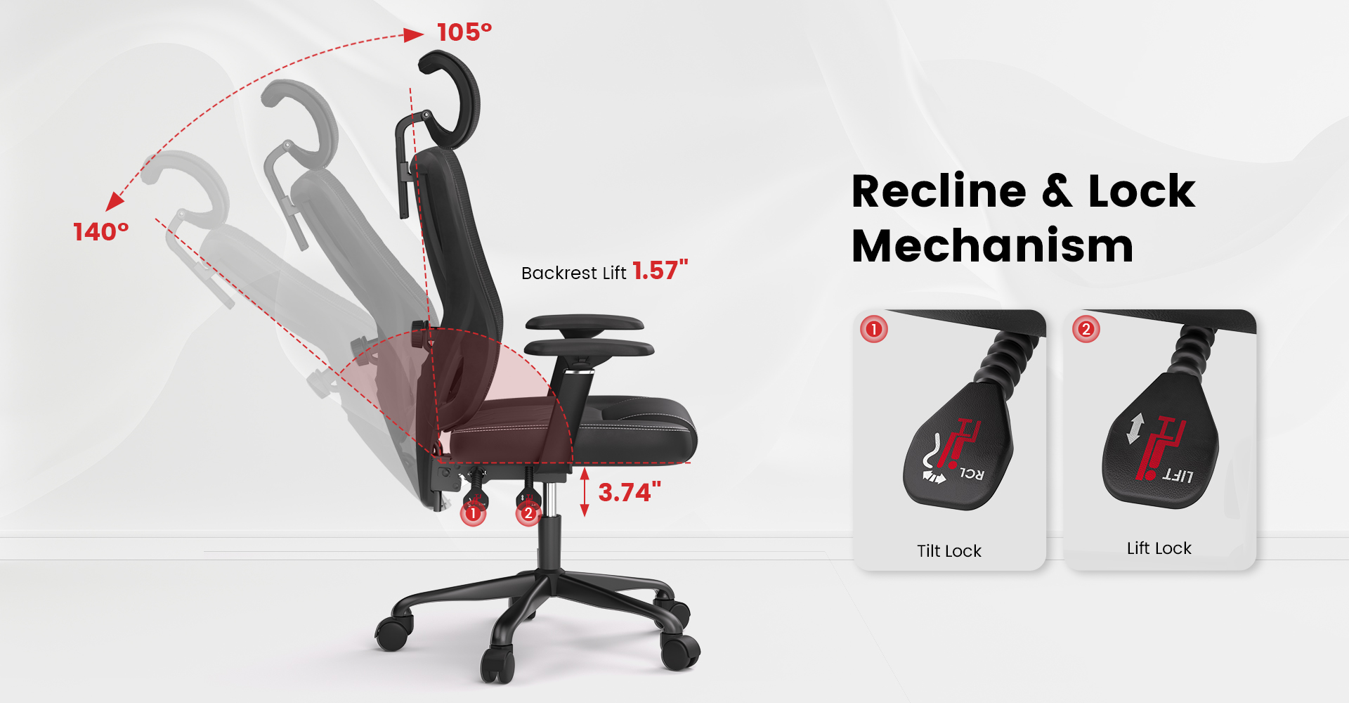 ACGAM High-Back Mesh Ergonomic Office Chair with 4D Lumbar Support