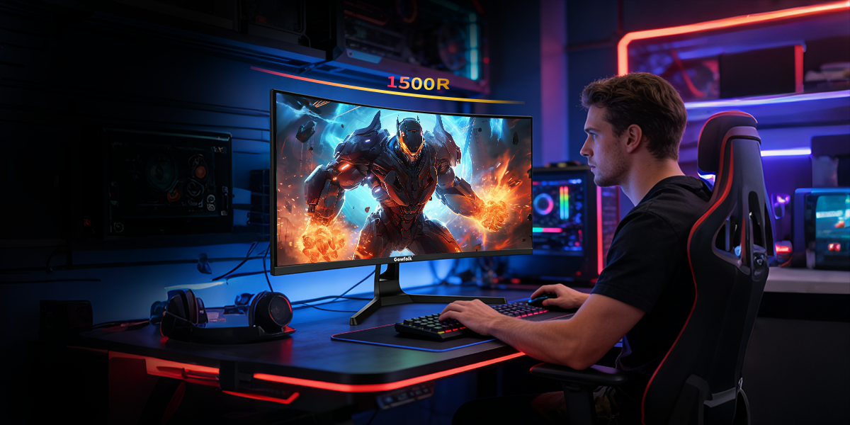 1500R Curved Screen Design. Gentle curvature wraps your vision, bring immersive surround visual expe