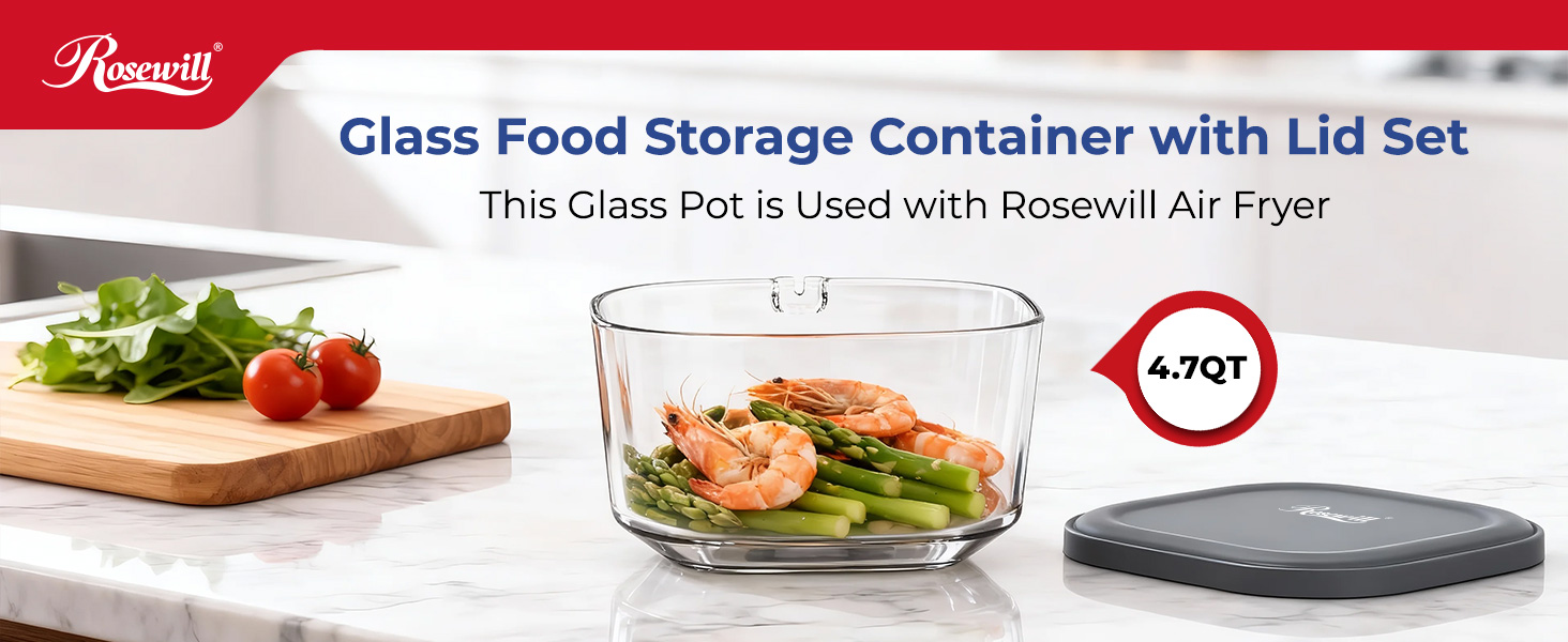 Rosewill 4.7QT Transparent Glass Cooking Pot with Storage Lid