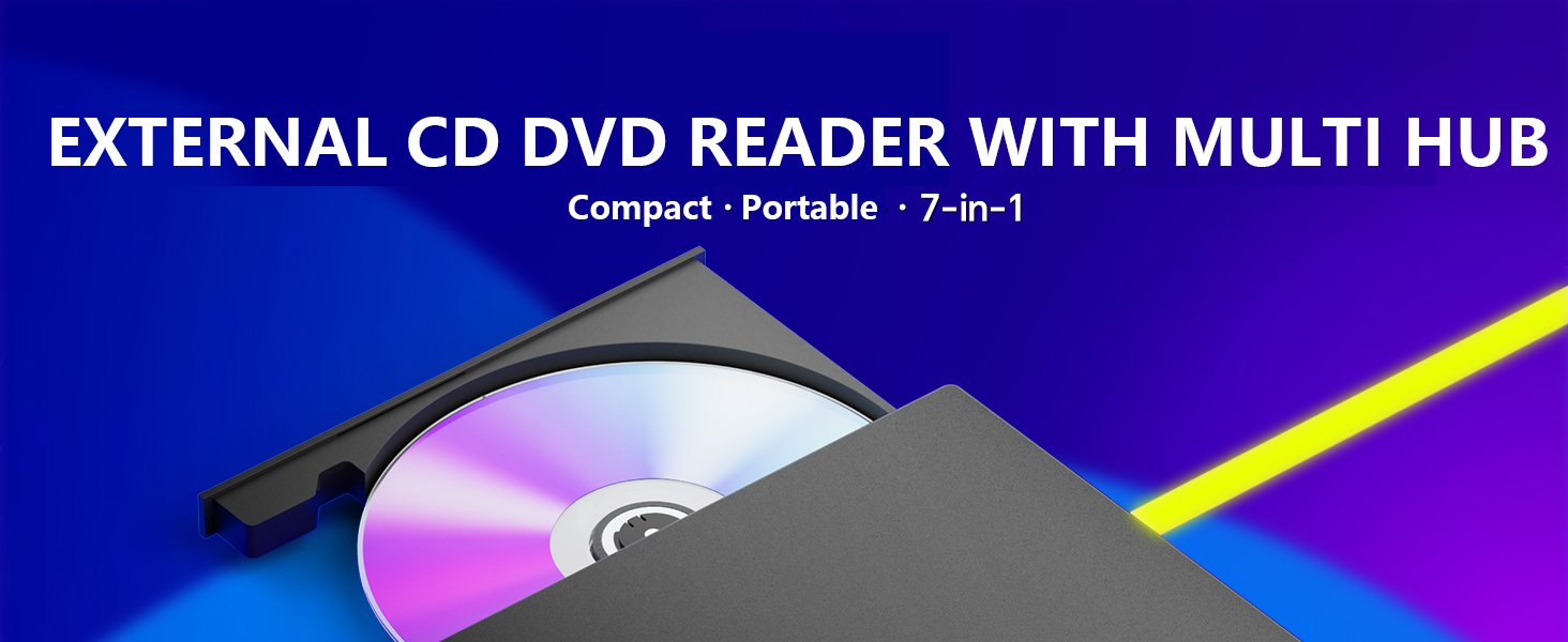 External CD DVD Drive for Laptop PC, External DVD CD Burner, USB 3.0 Type C External CD Drive