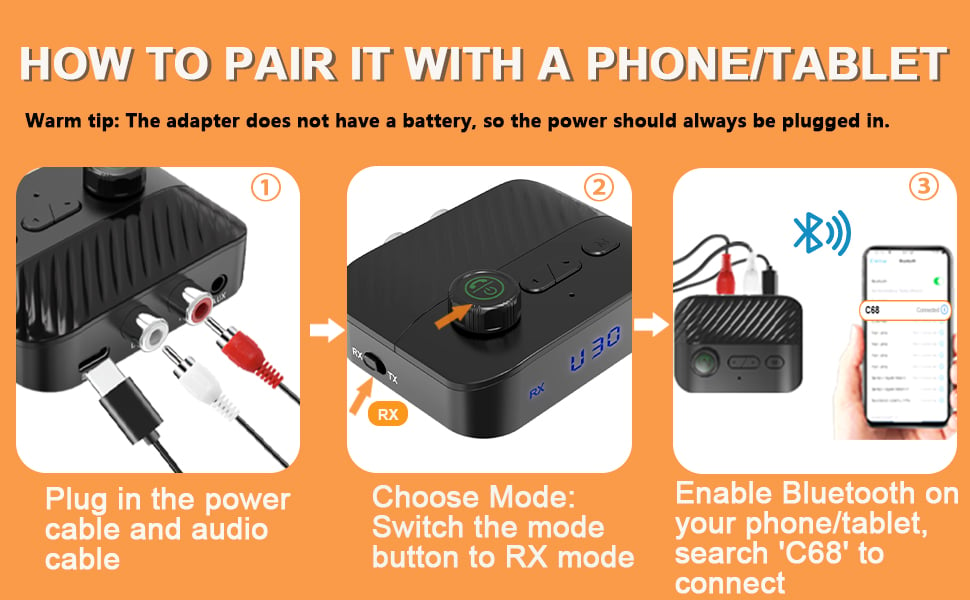Bluetooth Receiver - Cast audio to your system via phone or tablet