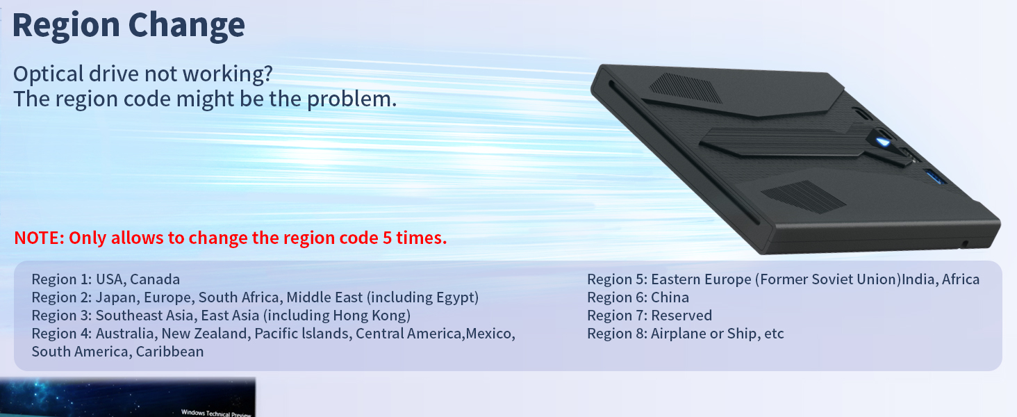 [7-in-1] External Optical Blu Ray Drive, USB 3.0 Type-C Blu Ray Burner Portable Blu Ray DVD/CD/BD Pl