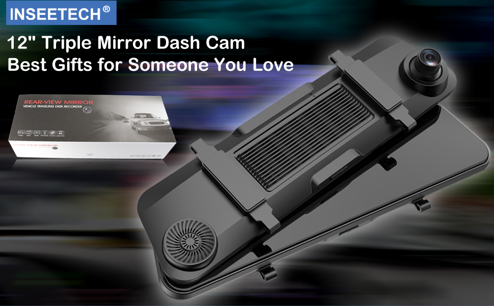 12 ines triple mirror dash cam