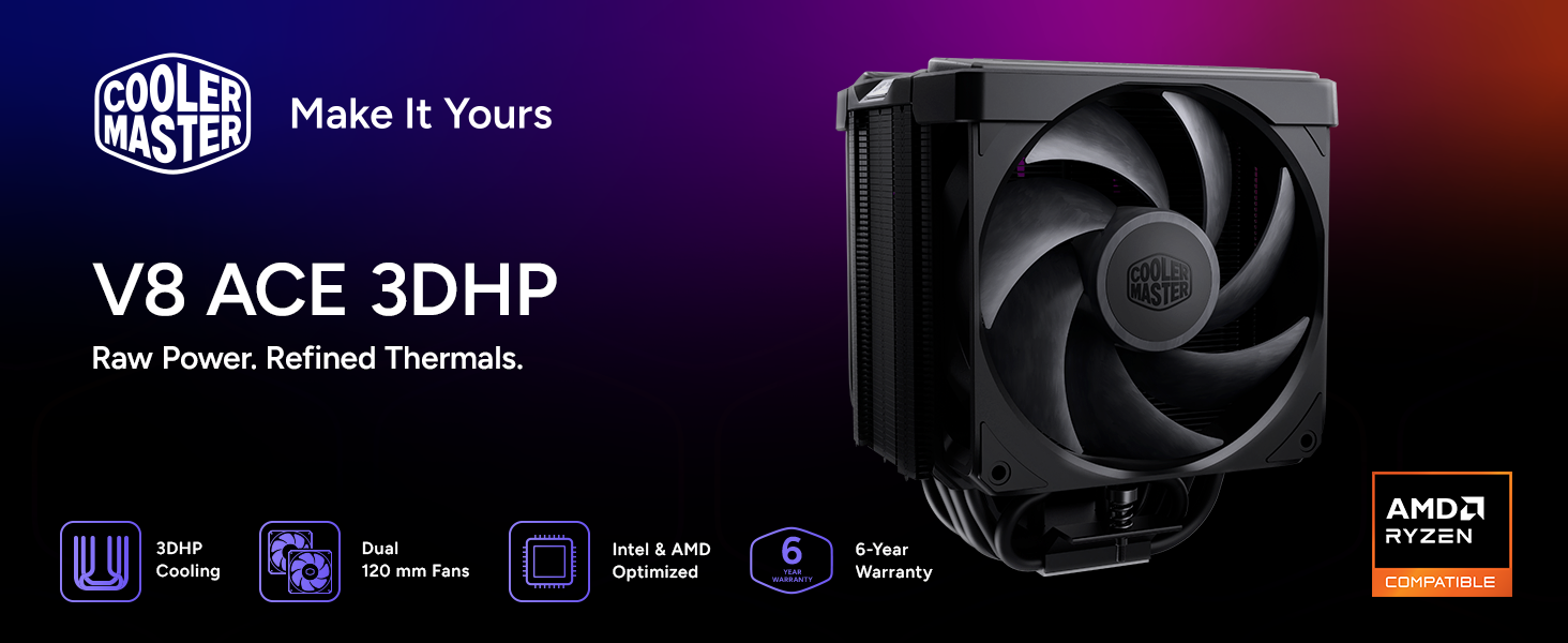 Cooler Master V8 ACE 3DHP AMD CPU Air Cooler