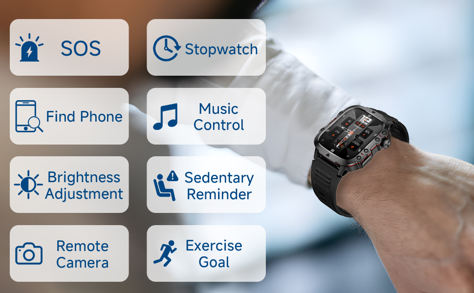 Blood Pressure Watch Men, IP68 Waterproof Blood Pressure Watch, 1.96" High-Resolution Touch Screen S