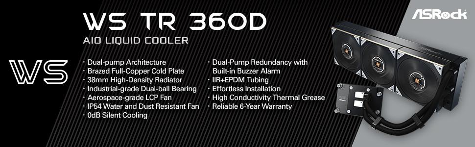 ASRock WS TR 360D 360mm AIO Liquid CPU Cooler