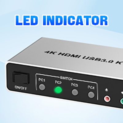 LED Indicator When switching to which PC, the LED will tell you whether PC1 or PC2/PC3/PC4 is active