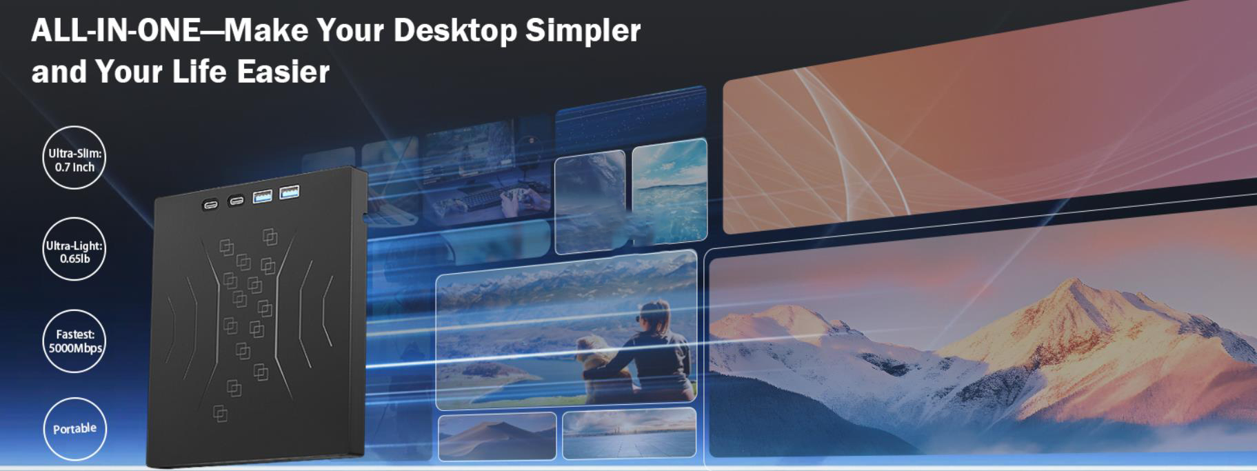 7 in 1 External DVD Drive, External CD/DVD Drive USB 3.0 & Type-C, Portable CD/DVD +/-RW Disk Drive,