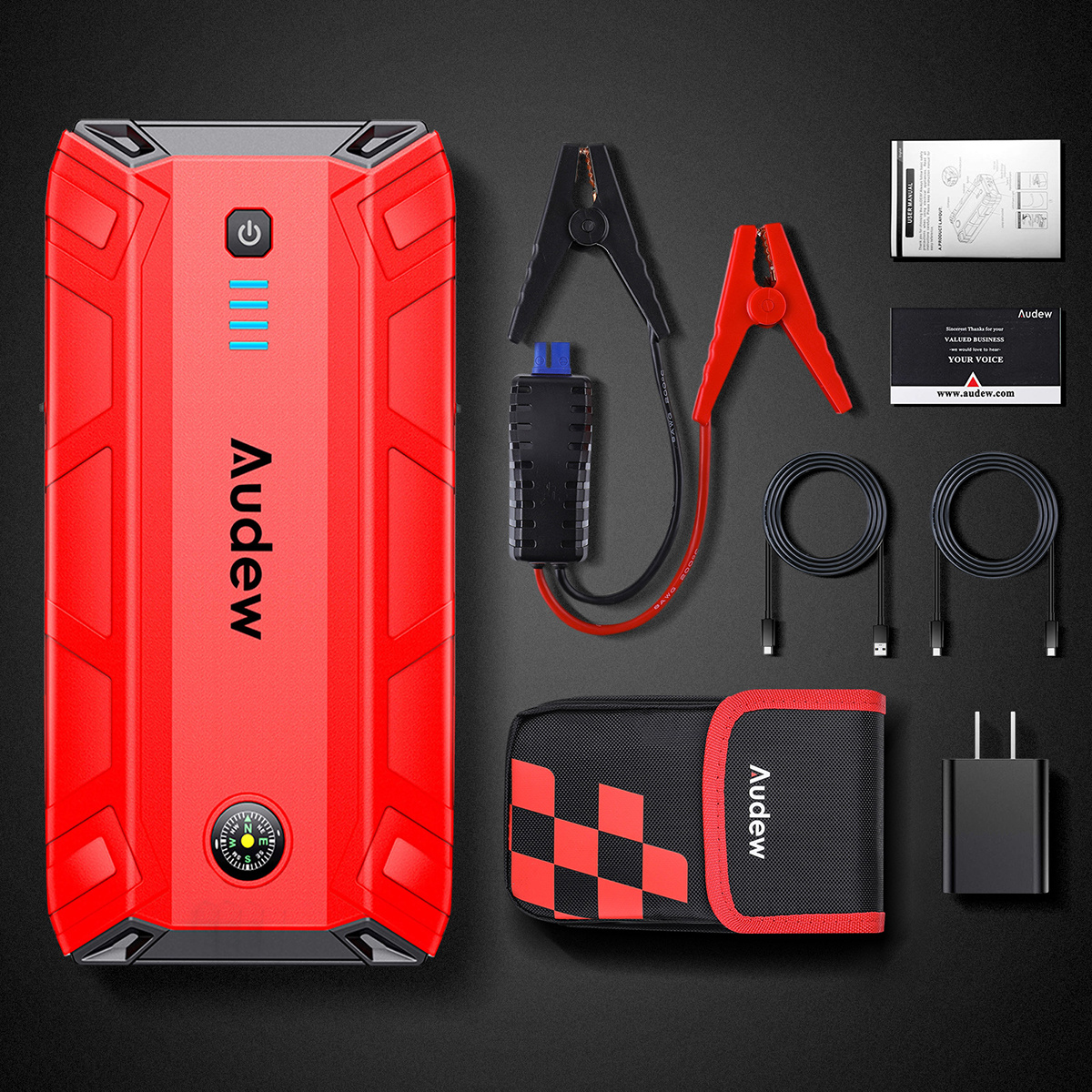 Jump Starters Audew Car Jump Starter,1500A Peak 17000mAh 12V Car