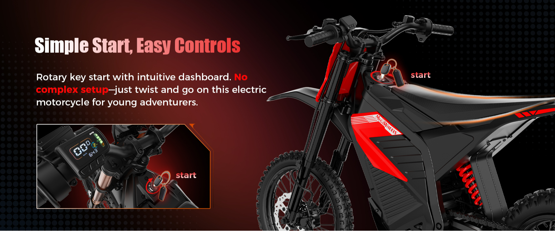 MEGAWHEELS D2 Lite dirt bike easy to start