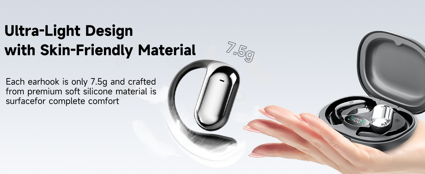 Open Ear Bluetooth 5.4 Wireless Earbuds, Wireless Headphones Sport Over Earphones Built-in Mic with