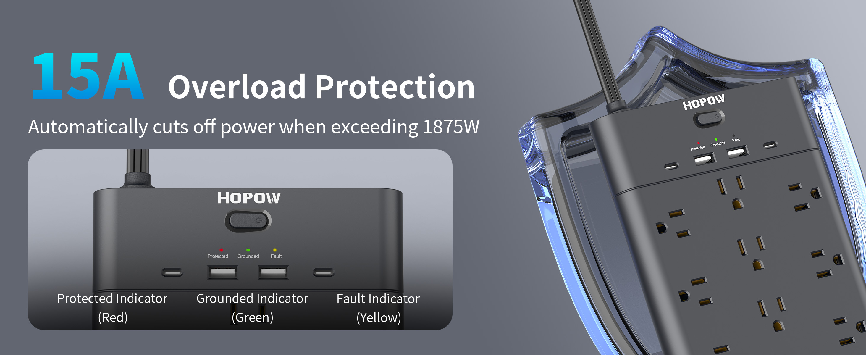 15A overload protection