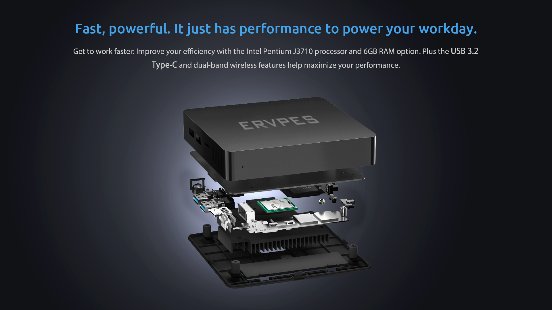 Bmax ERVPES Mini PC B20E Windows 11 Pro 8GB RAM 128GB ROM J3710