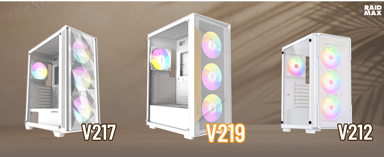 v219, mesh front intake airflowm, argb fans, atx mid tower gaming case