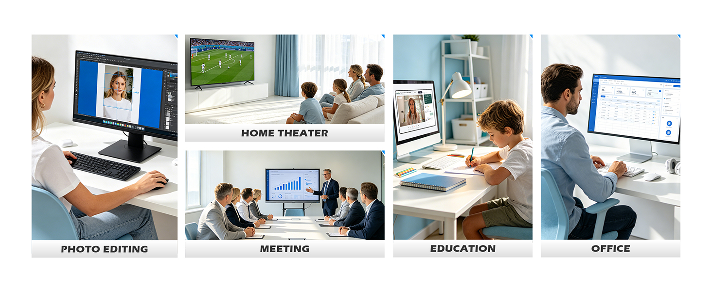 PHOTO EDITING,HOME THEATER,MEETING,EDUCATION,OFFICE