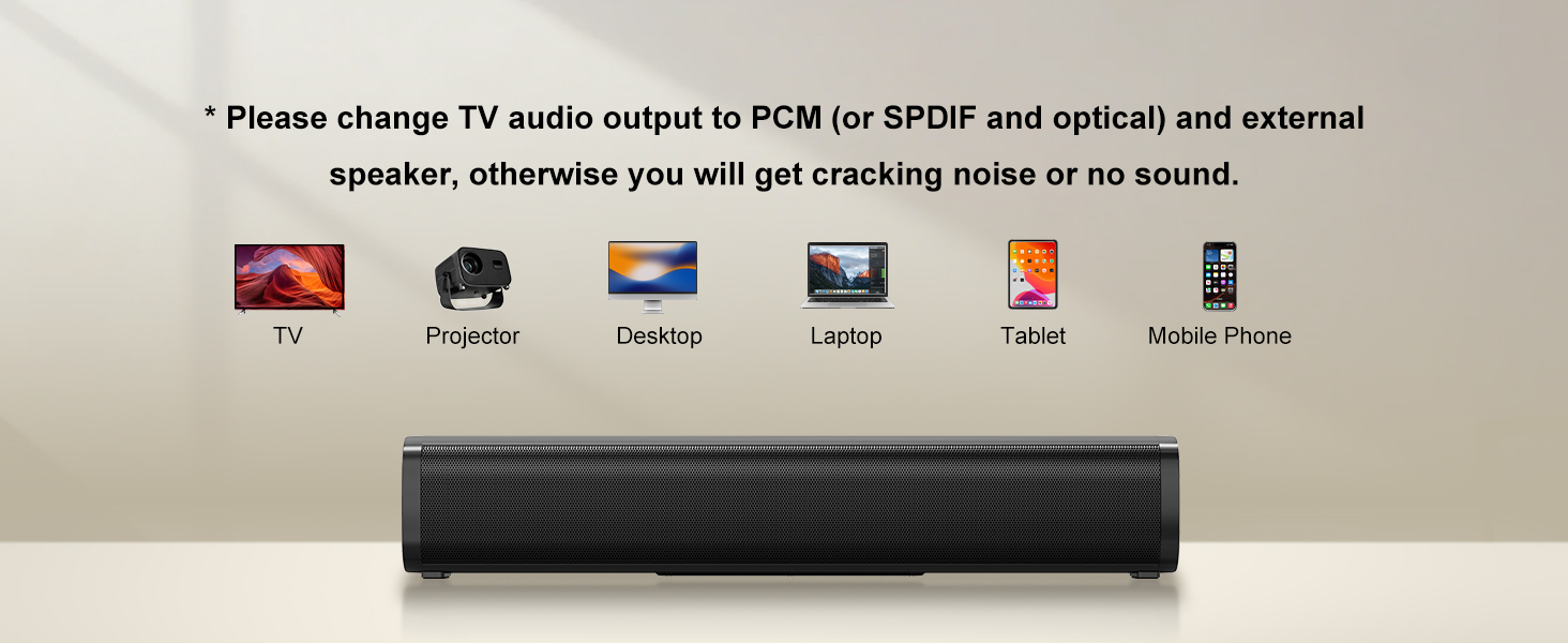 Wohome Sound Bar for Smart TV with Wired Subwoofers