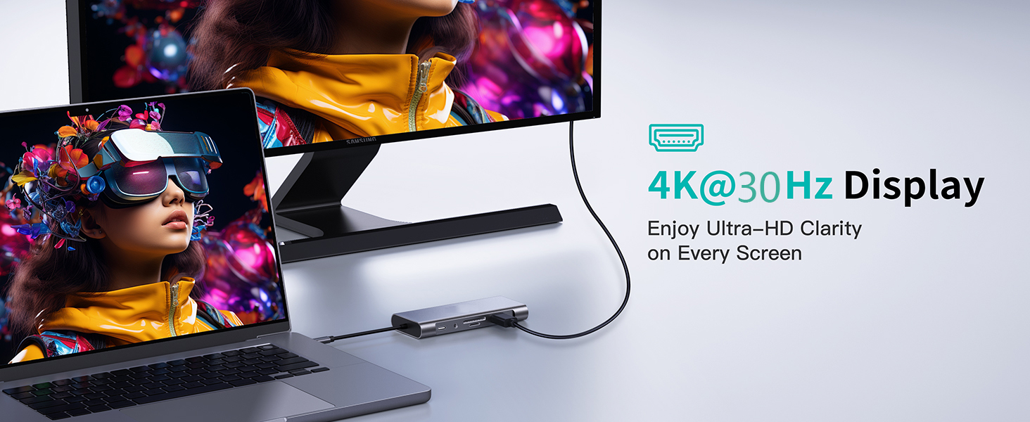 11-in-1 USB C Hub Multi-port Type C Adapter, USB C Docking Station with 4K HDMI, VGA 1080P,100W PD,