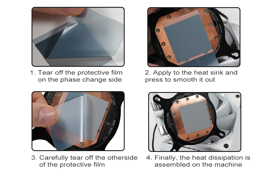Easy to use, Noted: thermal pad is gray, the protective film may be clear or blue, so it is normal i