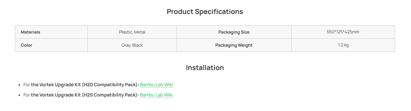 Product Specifications