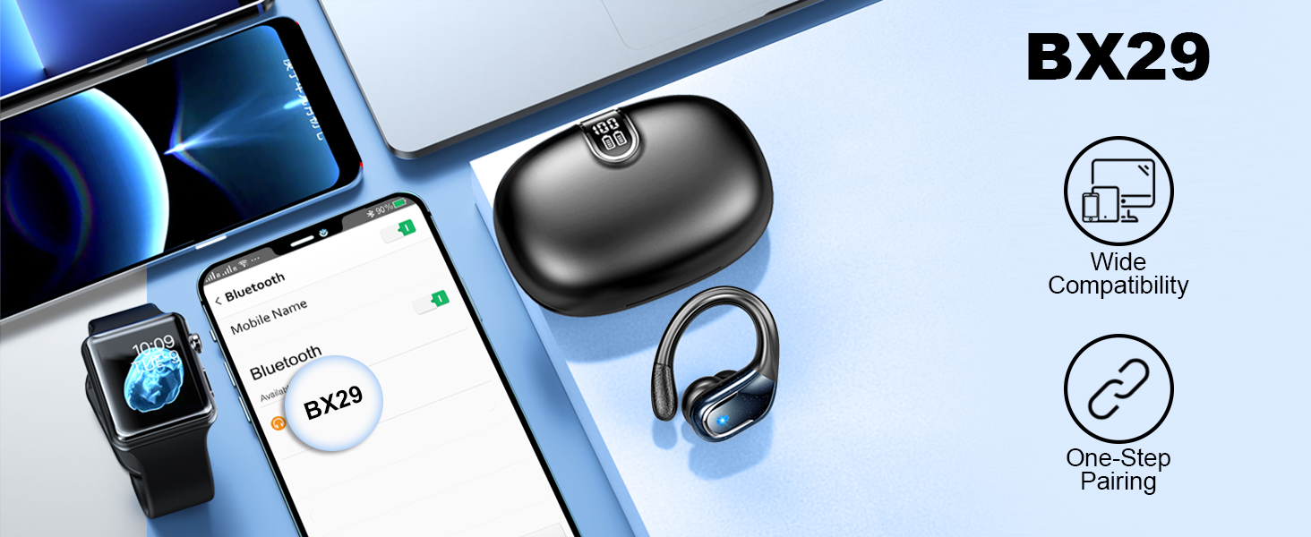 Wireless Earbuds, 75hrs Bluetooth 5.4 Headphone Sport, 2025 Bluetooth Earbuds Deep Bass Over Ear Bud