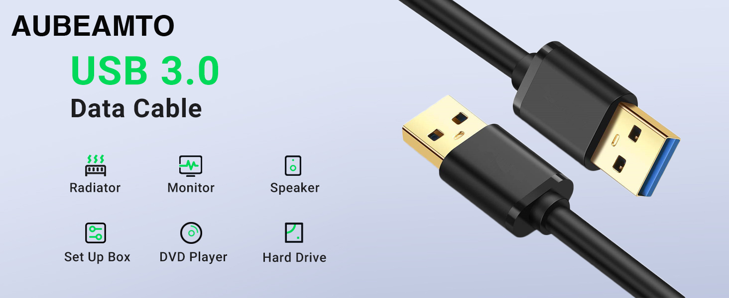 Tan QY USB A to A Male Cable 65Ft, USB to USB Cable USB Male to Male Cable  Double End USB Cord with Gold-Plated Connector for Hard Drive Enclosures