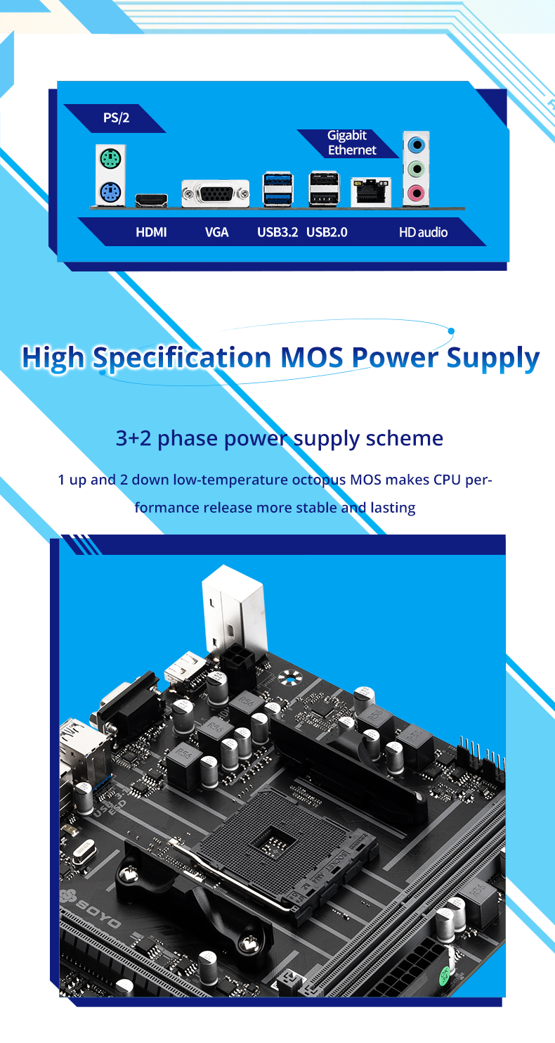 SOYO Brand New Classic B450M Motherboard Dual-channel DDR4 Memory AM4 ...