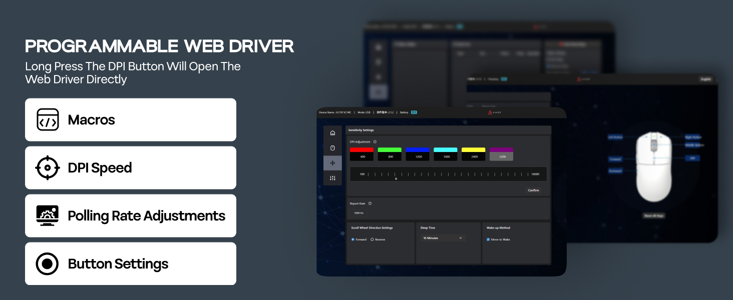 AJ139 V2 MC Gaming Mouse with Charging Base, Adjustable 12,000 DPI, PAW3311 Sensor, 3 Modes Wireless