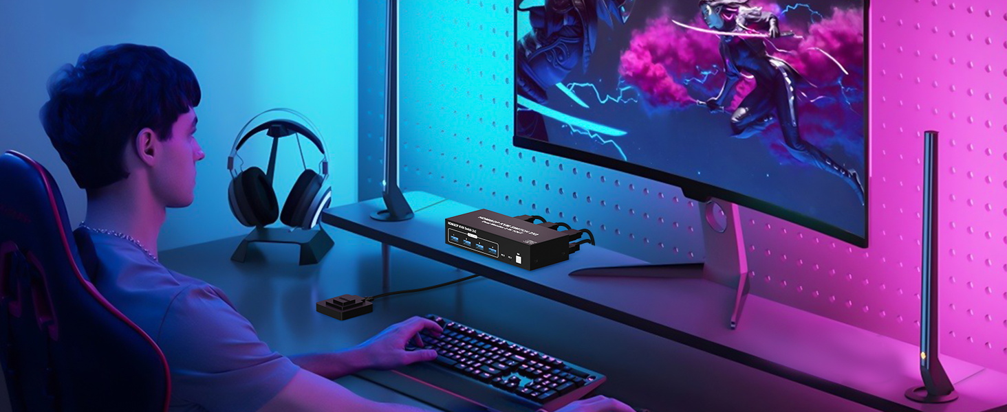 HDMI + DP KVM Switch 2 Monitors 2 Computers 4K@60Hz, HDMI + Displayport Dual Monitor KVM Switches