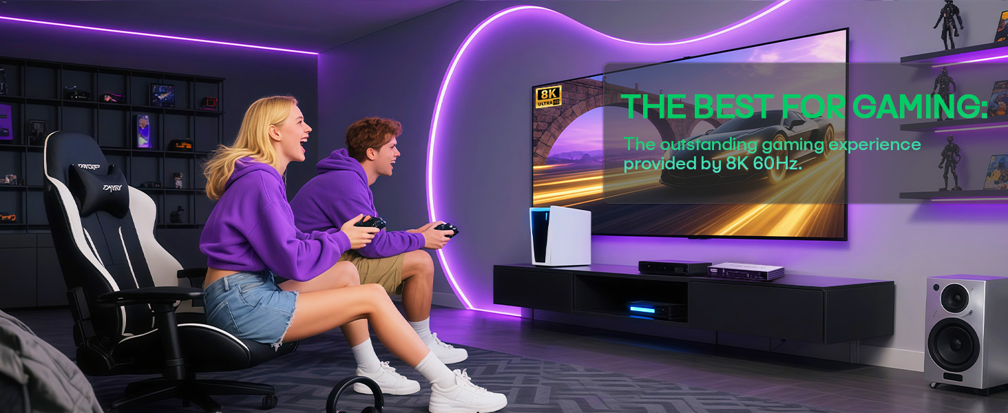 HDMI2.1 Splitter with 48Gbps bandwidth, no lag, blackouts, or flickering