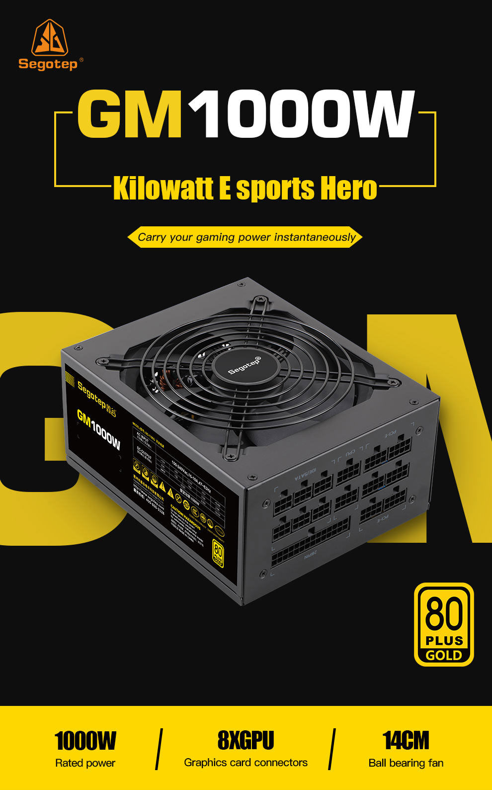 Segotep GM 1000W 80plus Gold Power Supply For PC Active PFC RTX 4090 PC Power Server Source for Gaming Mining Desktop Computer (Black) Power Supplies - Newegg.com