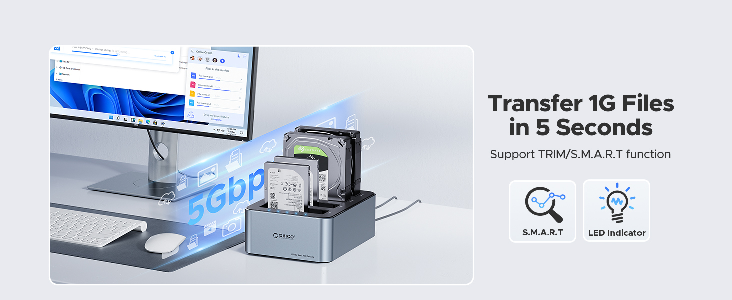 ORICO 80TB USB C to SATA I/II/III 4 Bay External Hard Drive Enclosure Docking Station for 2.5 or 3.5