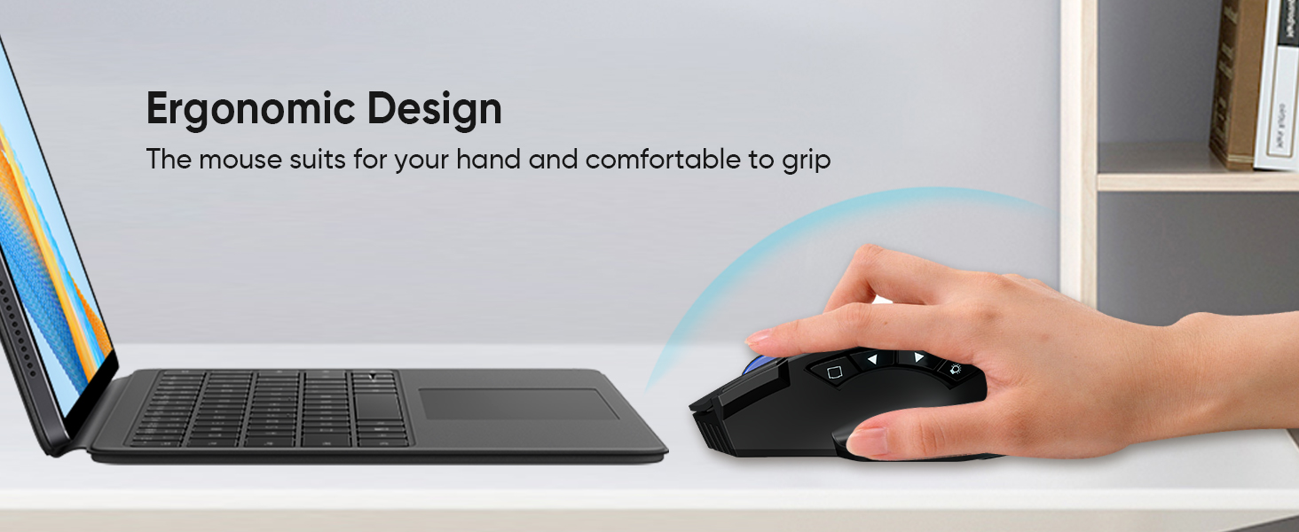 Wireless Gaming Mouse, Dual-Mode 2.4G/Bluetooth Wireless Mouse, Rechargeable PC Gaming Mice