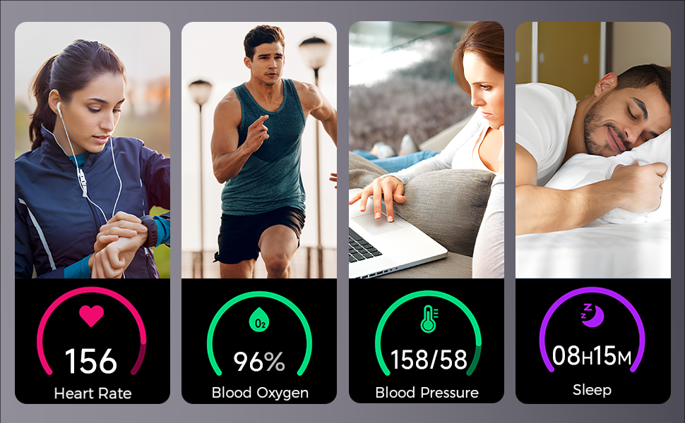 Blood Pressure Watch Men, IP68 Waterproof Blood Pressure Watch, 1.96" High-Resolution Touch Screen S