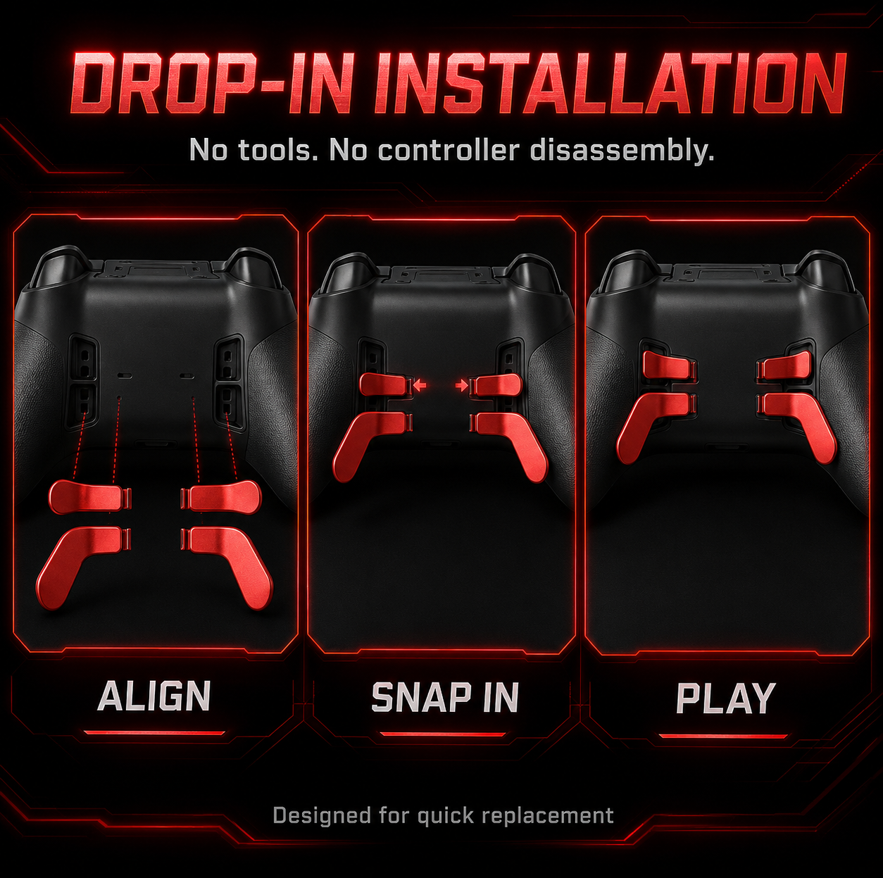 easy install elite paddles, drop in controller paddles