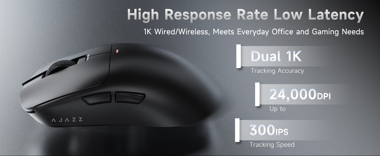 AJ200P Wireless Gaming Mouse, Tri-Mode Bluetooth/2.4G/Wired PC Mouse with Magnetic Charging Dock