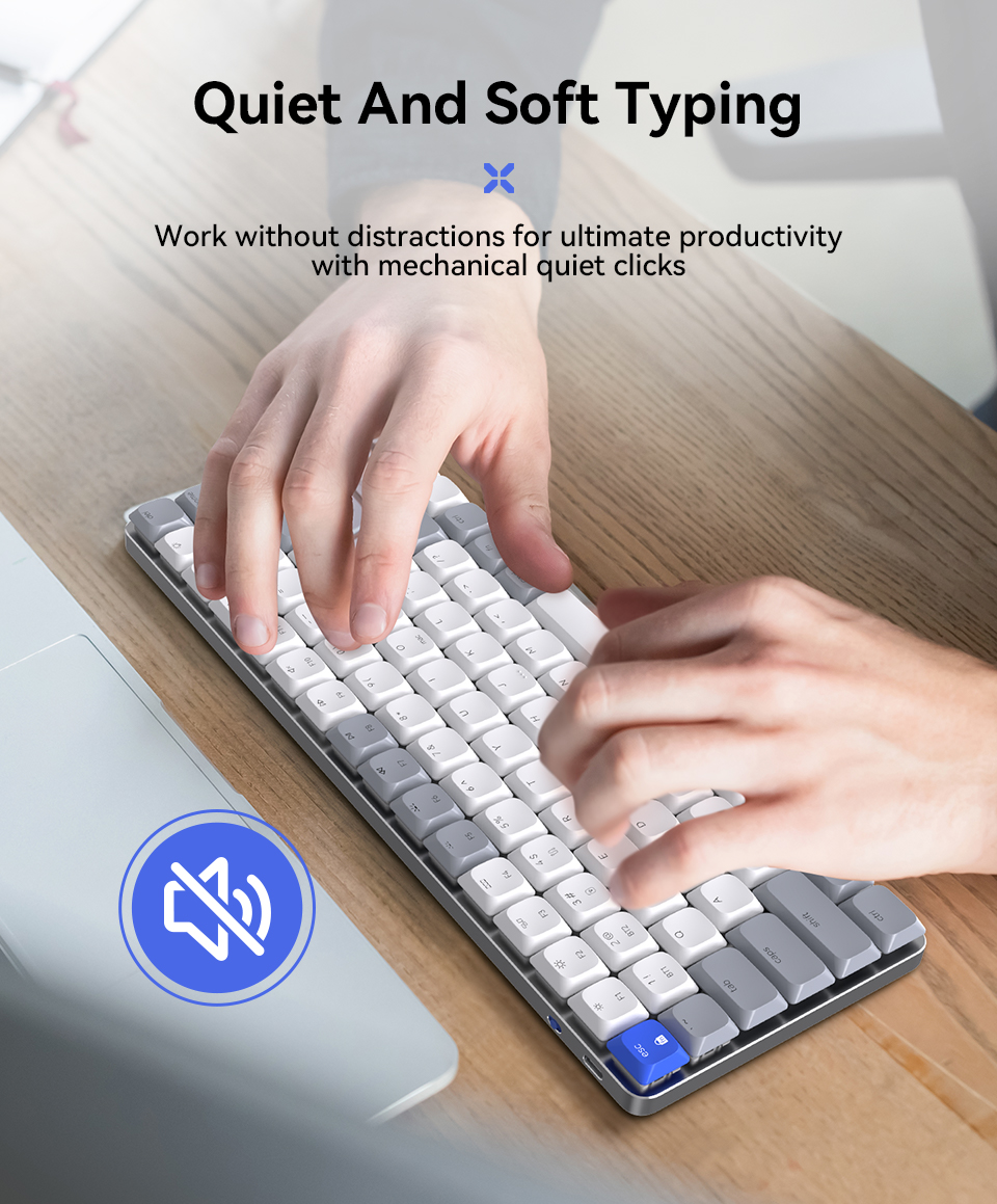 AUSDOM Wireless Bluetooth 75 Mechanical Keyboard Compact MultiDevice