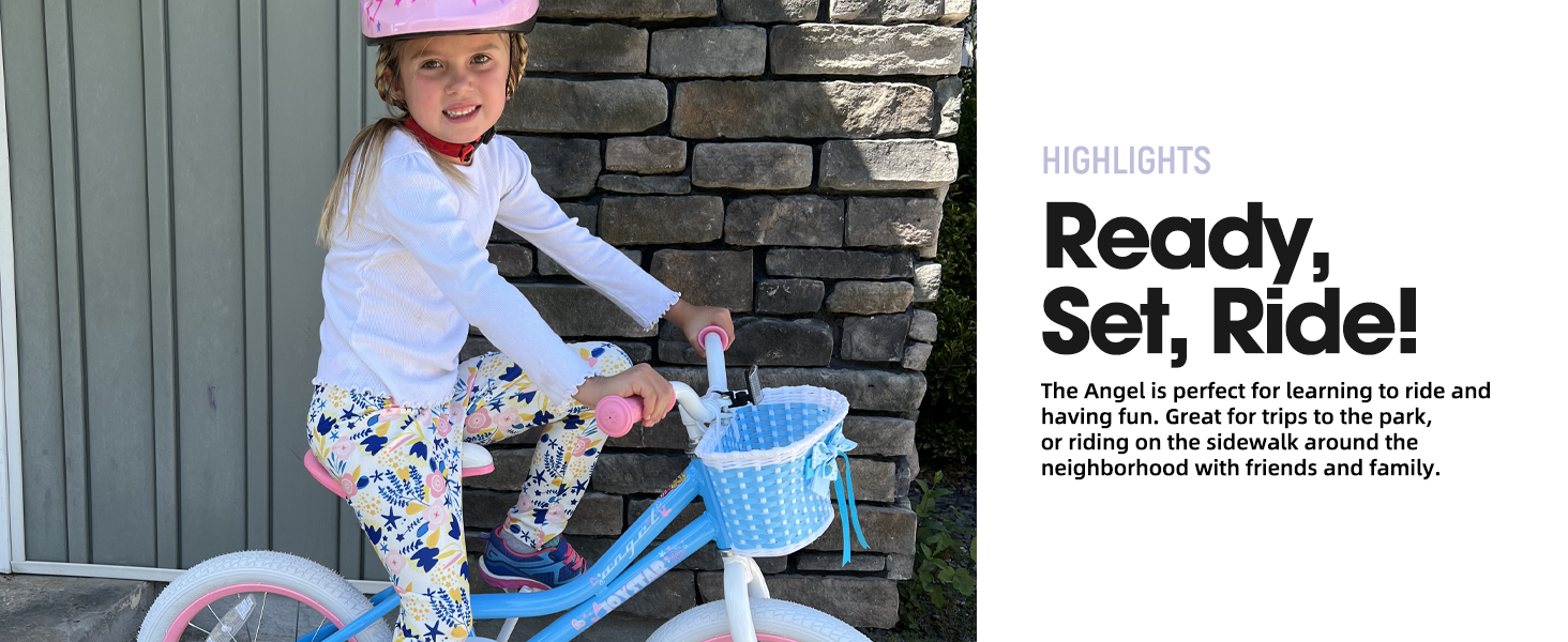 joystar kids bike boy girl children youth bicycle toddler training wheels basket low-step frame