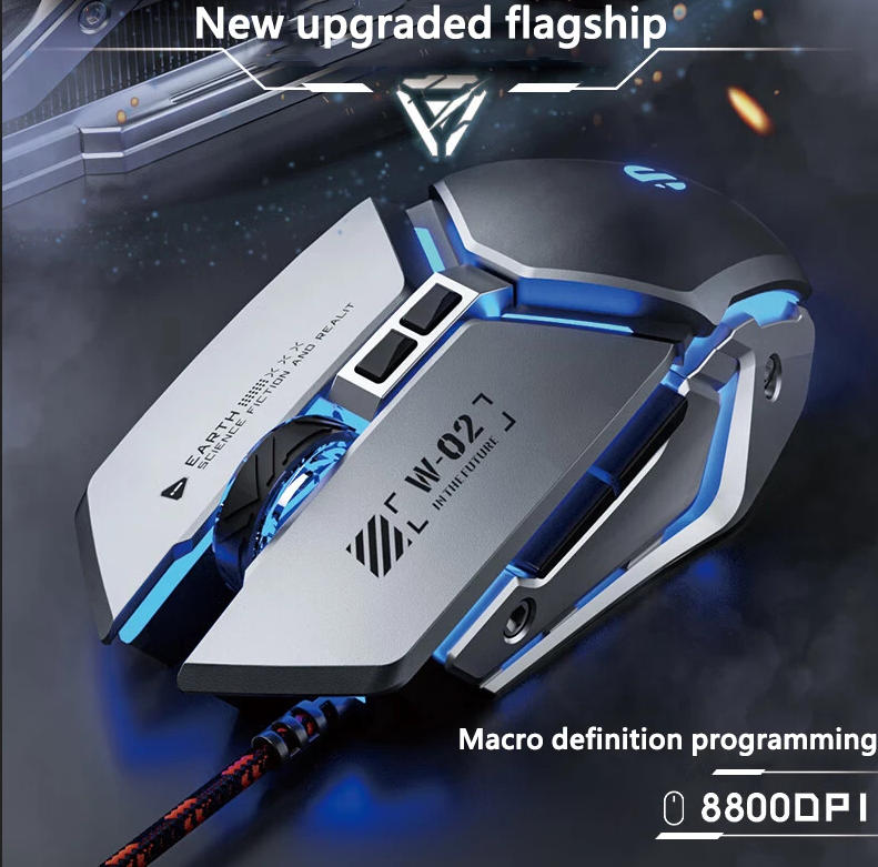 Gaming Mouse, USB Wired Gaming Mice, Silent Competition Mouse New Metal Style 6-Buttons, Silent Clic