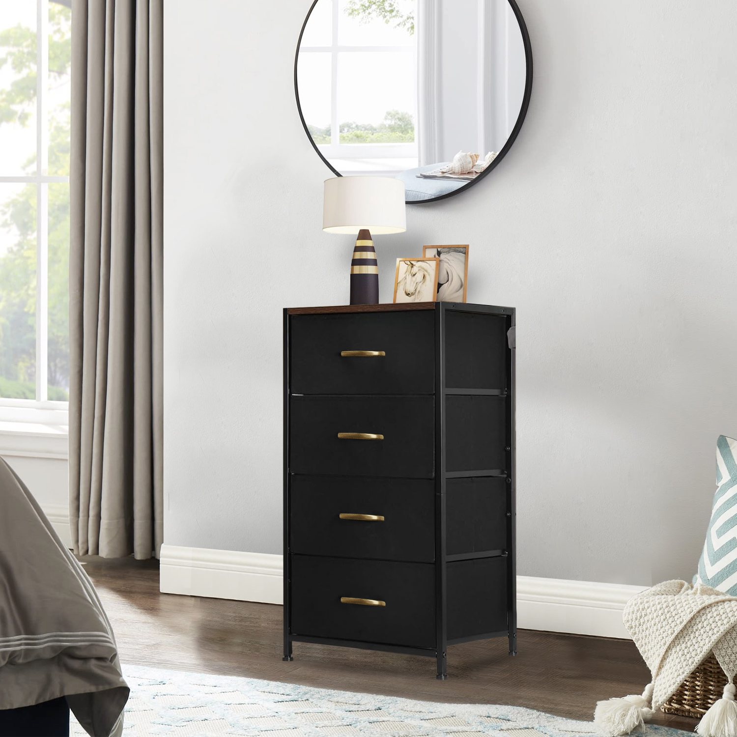 GTRACING 4-Drawer Dressers for Bedroom, Chest of Drawers with Fabric Bins, Modern Storage Organizer,