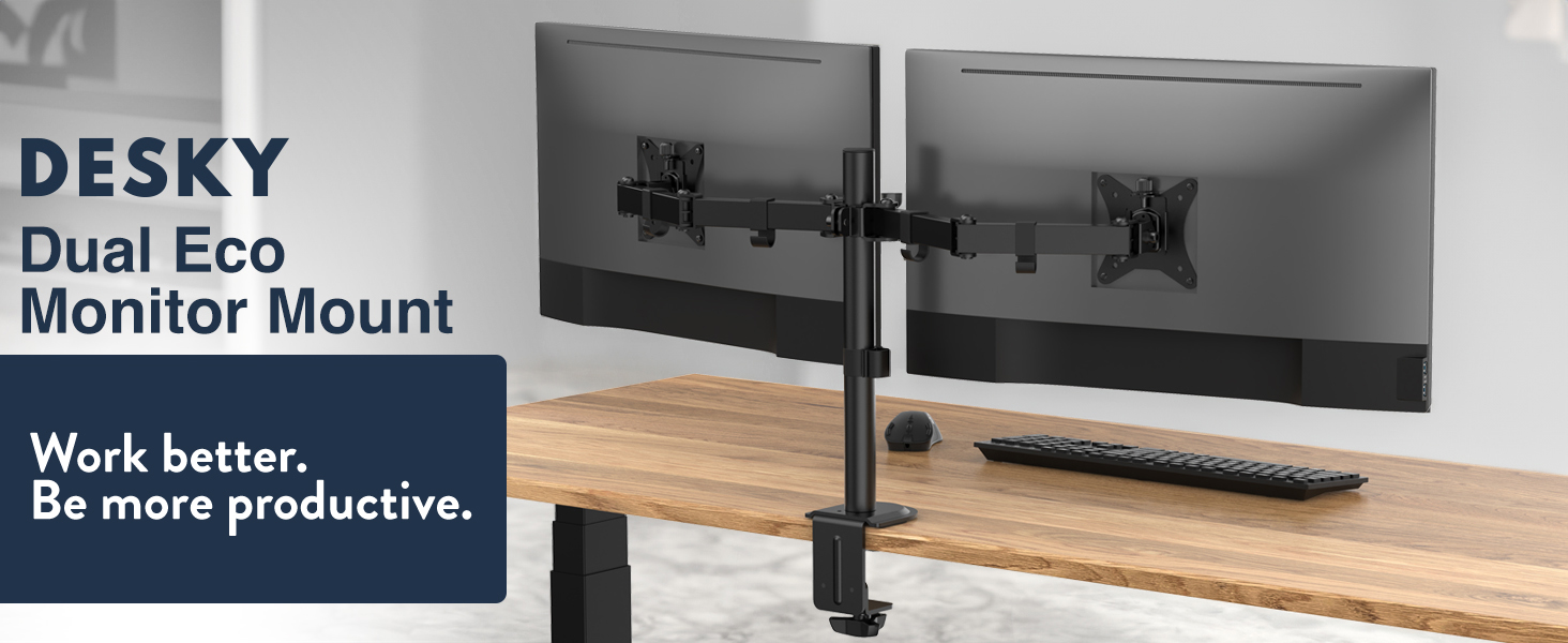 dual monitor arm, eco monitor arm, monitor mount, spring arm, VESA mount, ergonomic