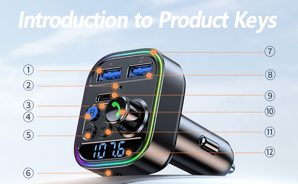 Trasmettitore FM Bluetooth 5.3 Per Auto Mohard – Design In Metallo Con Ricarica Rapida PD 30W E QC3.0, Vivavoce Con Riduzione Del Rumore E Luce LED | Audio Hi-Fi