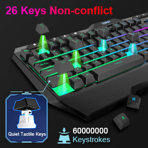 NPET Teclado RGB para jogos sem fio K32 com descanso de pulso