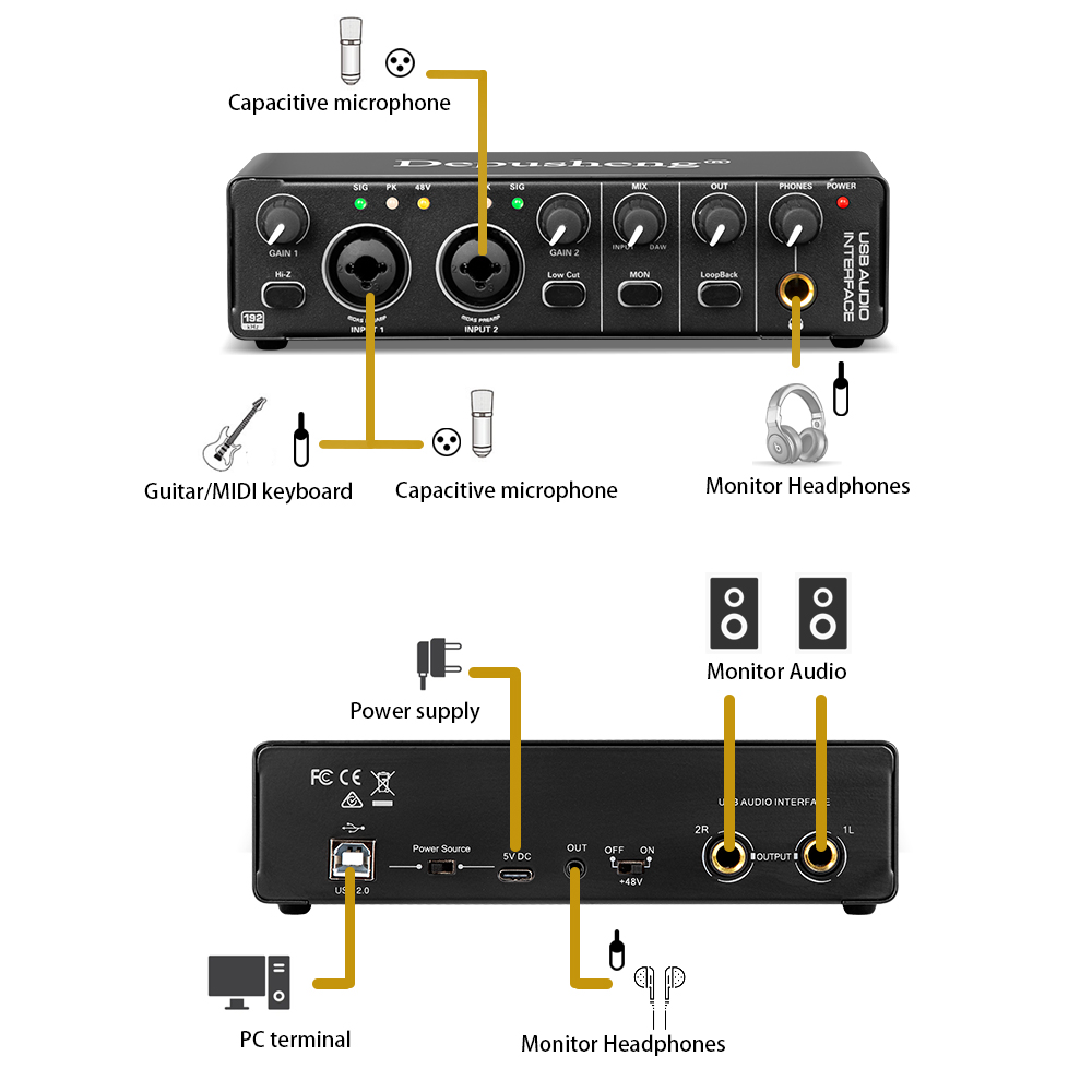 Depusheng RX2 usb audio interface computer recording sound